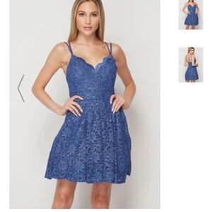 Teeze Me Denim Blue Lace Short Formal size 5/6